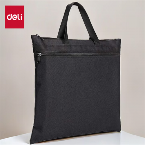 得力(deli)双层事务包 手提袋商务会议包 5840黑色