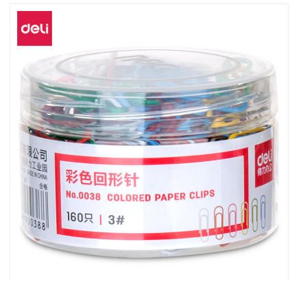 得力（deli）0038彩色回形针(混)(160枚/筒)