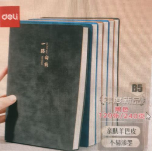 得力(deli)笔记本子B5羊巴皮记事本商务办公会议记录本皮面本加厚工作笔记本复古皮面随身日记本BP104颜色标注 WLSZ02031113433423